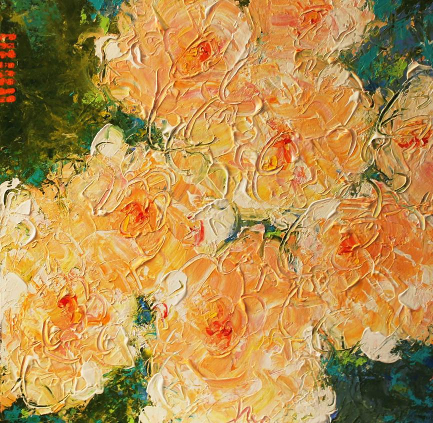 “Eight Peonies” 24" x 24" Acrylic on Canvas