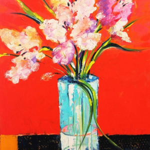 “Parrot Tulips Barcelona” 40&quot; x 30&quot; Oil on Canvas