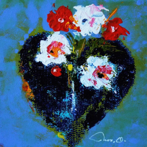 “Daffy Heart” 12&quot; x 12&quot; Acrylic on Canvas