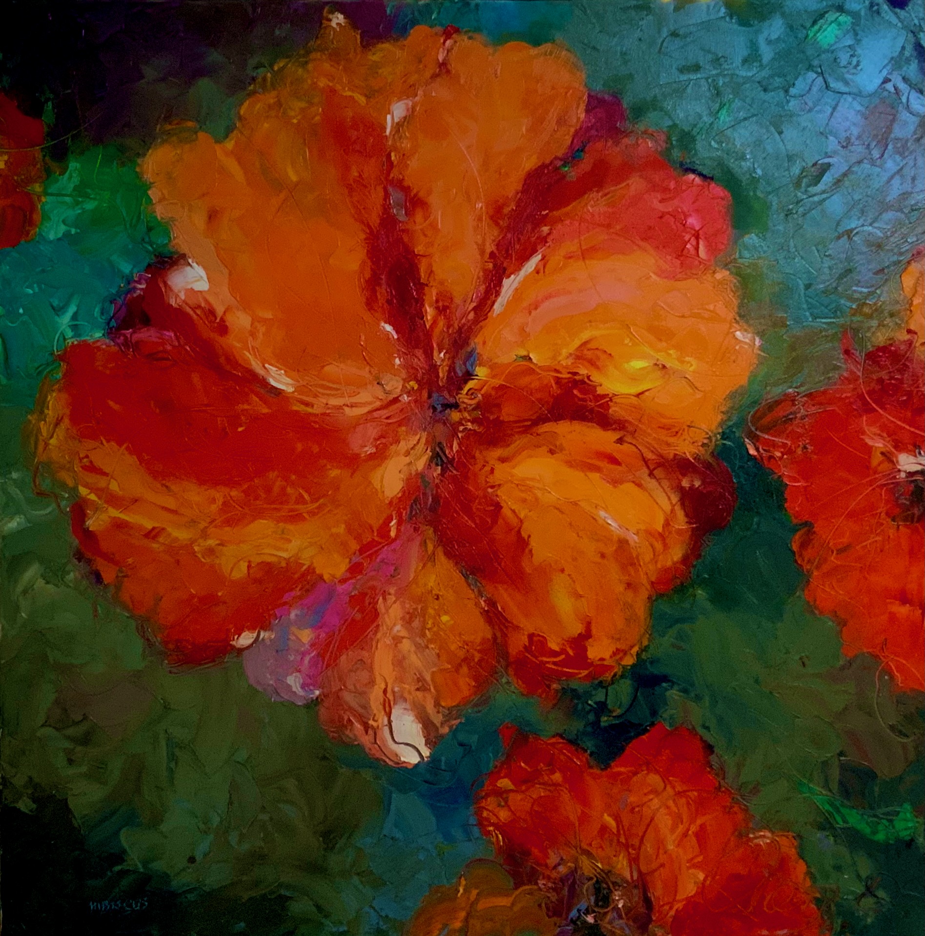 “Hibiscus One” 36" x 36" Oil on Canvas