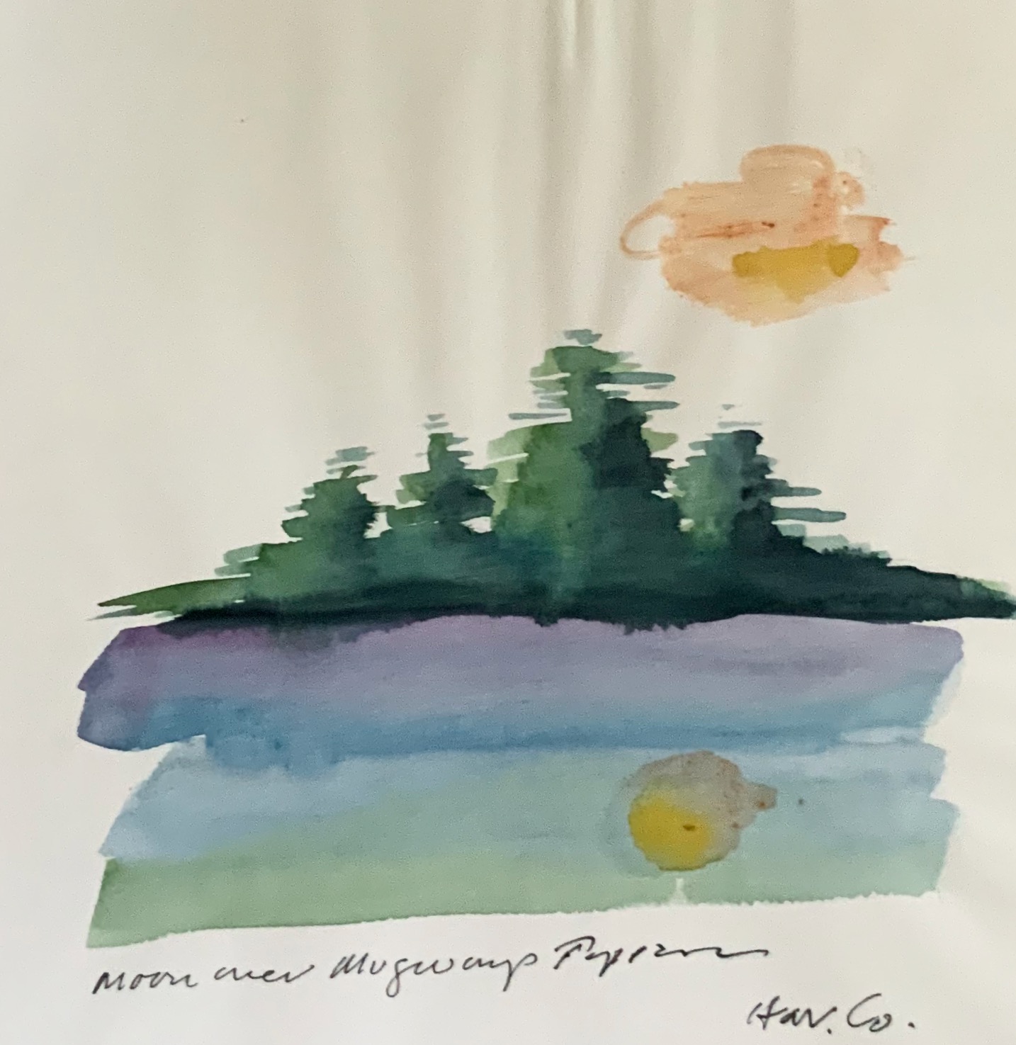 “Moon Over Mugswamp Tappan” Watercolor