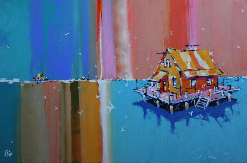 “Pine Island Shack Birds” 36" x 24" Acrylic on Canvas