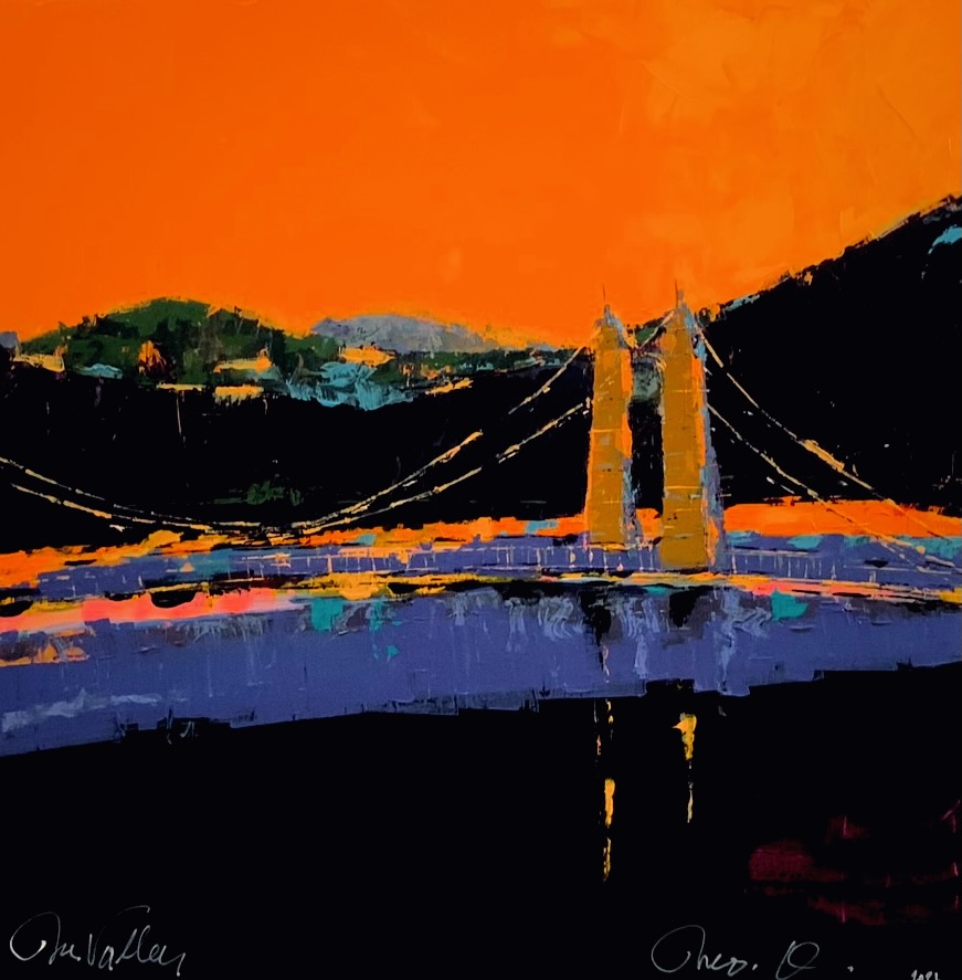 Theo-Bertz-Robelson-Suspension-Bridge-Wheeling 36" x 36" Acrylic on Canvas