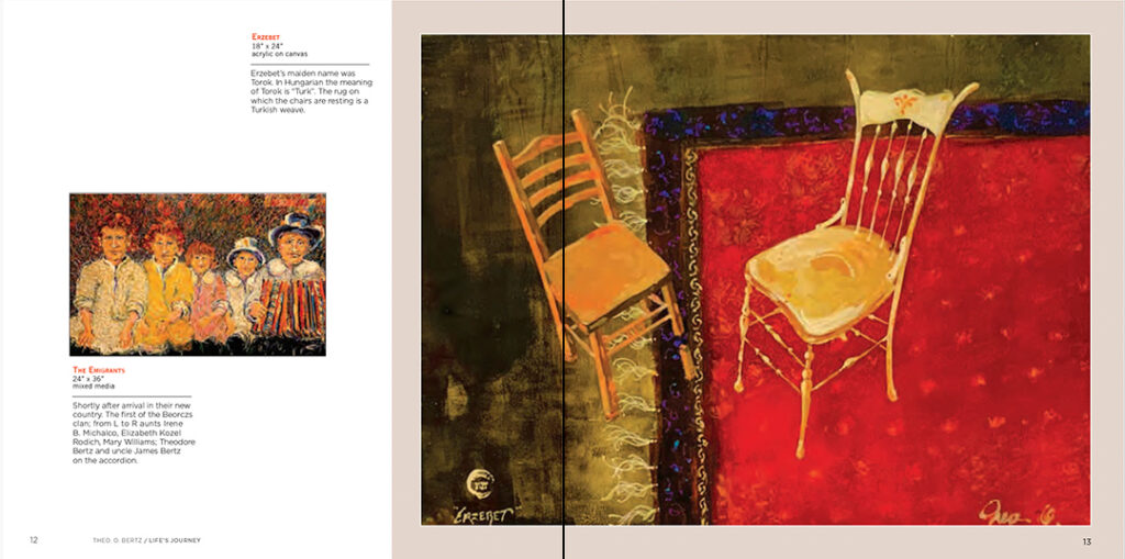 The Bertz New Book “Life's Journey” Spread 1 of 6. The book features many of Theo’s paintings as well as feedback from some of his contemporaries and insights into the work.