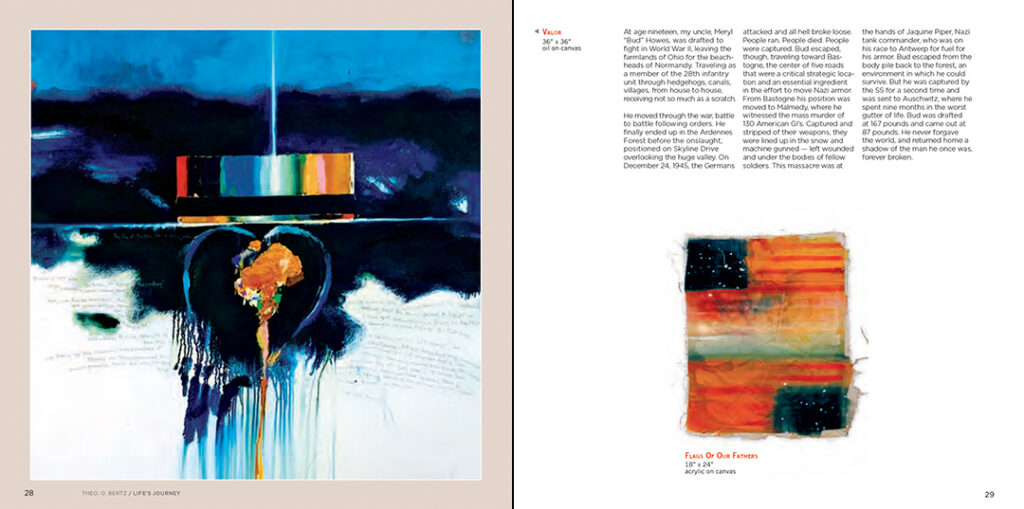 The Bertz New Book “Life's Journey” Spread 3 of 6. The book features many of Theo’s paintings as well as feedback from some of his contemporaries and insights into the work.