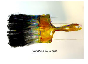 “Dad’s Paint Brush 1940” is a set of six note cards featuring a painting by artist Theo Bertz from his book “Life’s Journey”